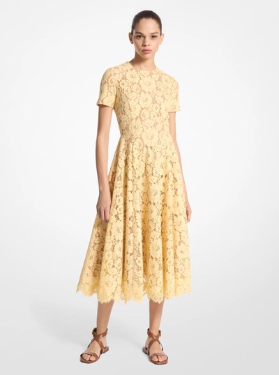 Cotton Blend Floral Lace Dress in Parchment | Michael Kors