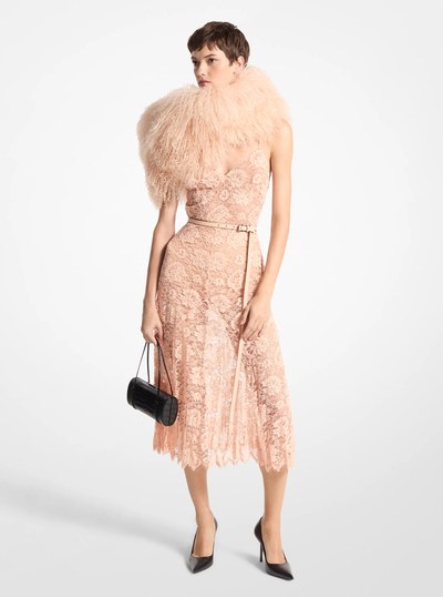 Crushed Floral Lace Slip Dress in SHELL | Michael Kors