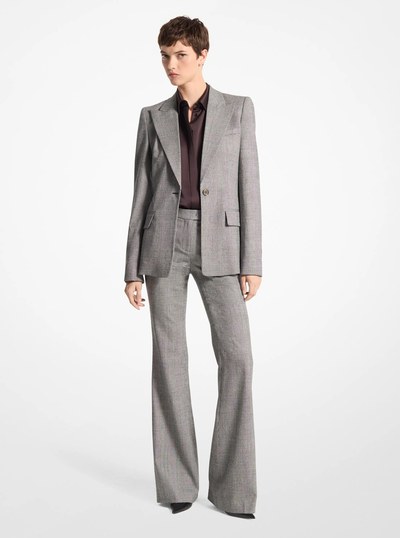 Georgina Glen Plaid Stretch Wool Flannel Blazer in BLACK/WHITE | Michael Kors