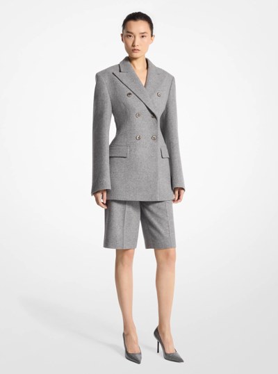 Wool Doeskin Double-Breasted Carved Blazer in BANKER GREY | Michael Kors