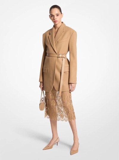 Wool Doeskin Wrap Blazer in CAPPUCCINO | Michael Kors