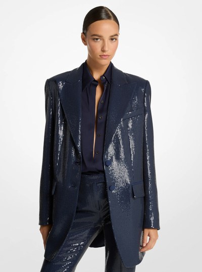 Sequined Boyfriend Blazer in MARITIME | Michael Kors