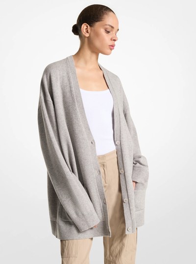 Cashmere Oversized Cardigan in PEARL GREY | Michael Kors