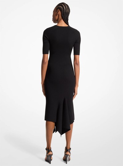 Merino Wool Draped Dress in BLACK | Michael Kors