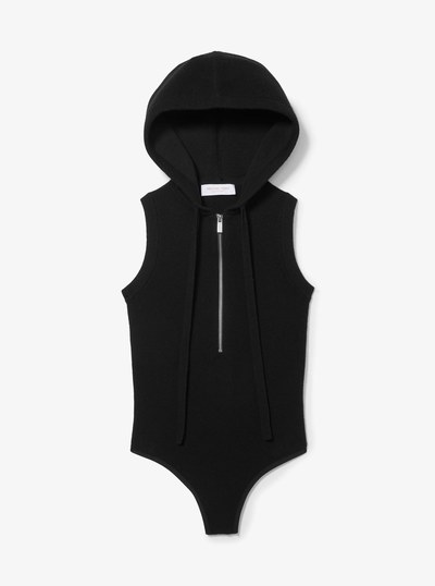 Cashmere Sleeveless Hooded Bodysuit in BLACK | Michael Kors