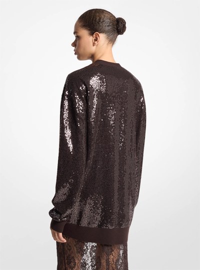 Sequined Cashmere Cardigan in CHOCOLATE | Michael Kors