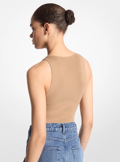 Stretch Viscose Bodysuit in CAPPUCCINO | Michael Kors