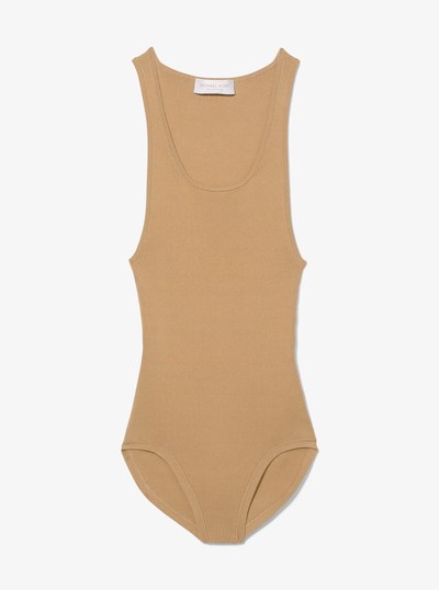 Stretch Viscose Bodysuit in CAPPUCCINO | Michael Kors