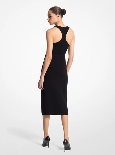 Stretch Cashmere Racerback Dress in BLACK | Michael Kors