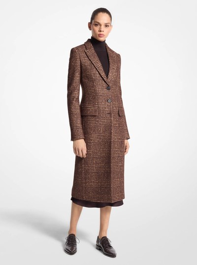 Glen Plaid Tweed Coat in CHOCOL/CAPP | Michael Kors