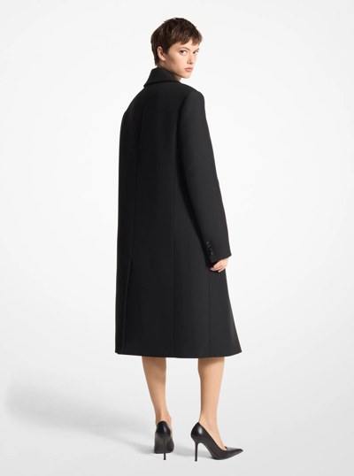 Wool Gabardine and Satin Tuxedo Chesterfield Coat in BLACK | Michael Kors