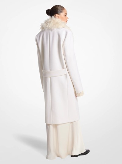 Wool Melton and Mohair Double-Breasted Coat in IVORY | Michael Kors