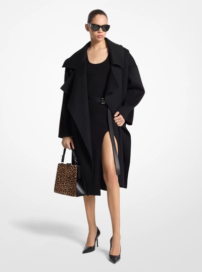 Double Faced Wool Melton Clutch Coat in BLACK | Michael Kors