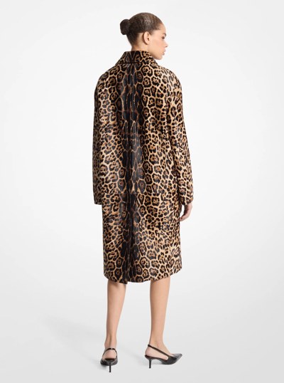 Jaguar Print Calf Hair Balmacaan in CAPPUCCINO | Michael Kors