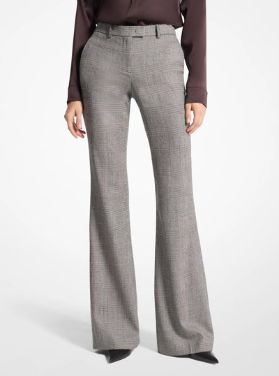 Haylee Glen Plaid Stretch Wool Flannel Flared Trousers in BLACK/WHITE | Michael Kors