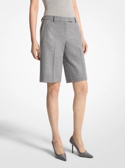 Wool Doeskin Bermuda Shorts in BANKER GREY | Michael Kors