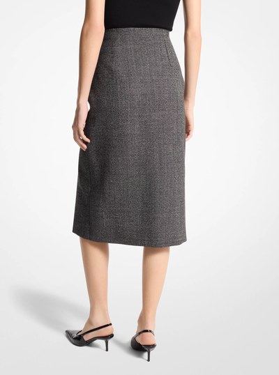 Jasp&eacute; Tweed Slit Skirt in BLACK/WHITE | Michael Kors