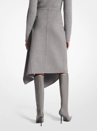 Double Faced Wool Cascade Skirt in BANKER GREY | Michael Kors