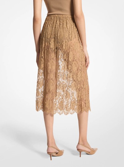 Crushed Floral Lace Slip Skirt in CAPPUCCINO | Michael Kors