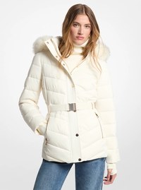 Faux Fur Trim Packable Quilted Puffer Jacket