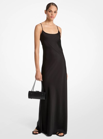 Techno Charmeuse Bias Slip Gown in BLACK | Michael Kors