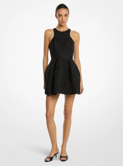 Floral Matelass&eacute; Racerback Bubble Dress in BLACK | Michael Kors