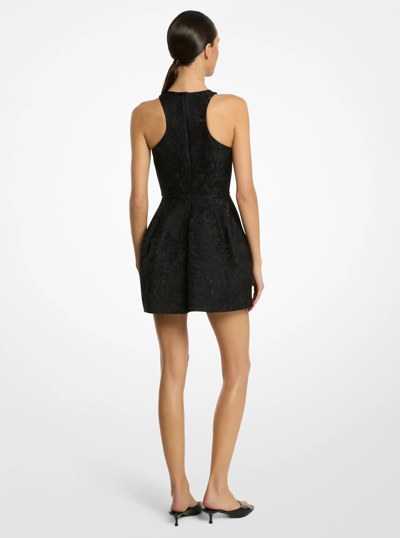 Floral Matelass&eacute; Racerback Bubble Dress in BLACK | Michael Kors