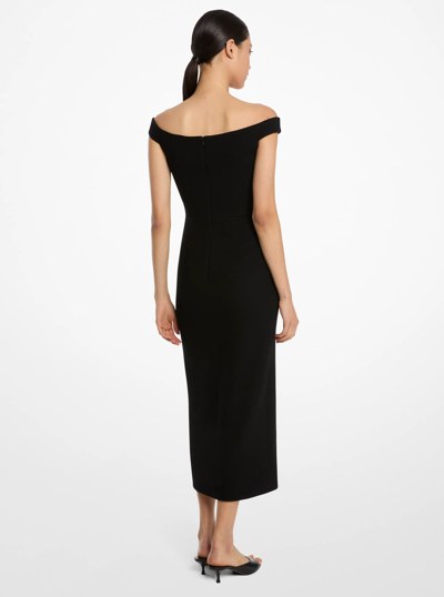 Stretch Boucl&eacute; Crepe Off-The-Shoulder Sheath Dress in BLACK | Michael Kors