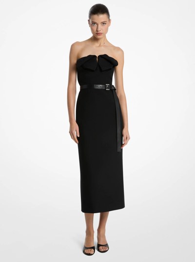 Wool Gabardine Origami Strapless Sheath Dress in BLACK | Michael Kors