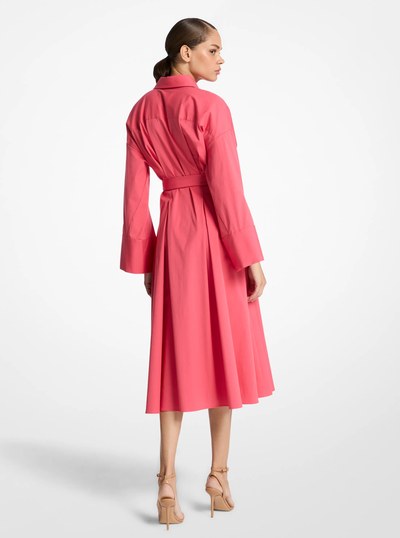Kimono Sleeve Stretch Cotton Poplin Shirtdress in ROSEWOOD | Michael Kors
