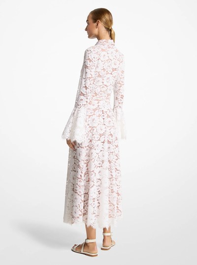 Floral Lace Bracelet-Sleeve Shirtdress in OPTIC WHITE | Michael Kors