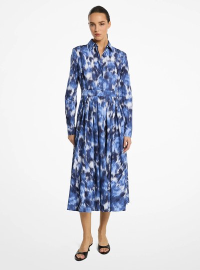 Floral Chin&eacute; Cotton Poplin Shirtdress in RIVIERA/OPTIC WHITE | Michael Kors