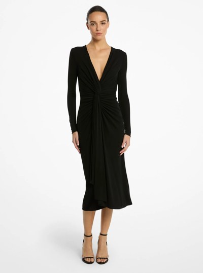 Matte Crepe Jersey Sarong Dress in BLACK | Michael Kors