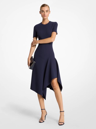 Double Faced Stretch Wool Barathea Handkerchief Dress in MARITIME | Michael Kors