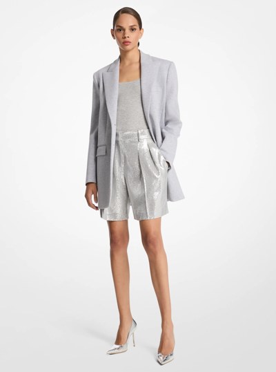 Sculptural Stretch Cotton Jersey Boyfriend Blazer in PEARL GREY | Michael Kors