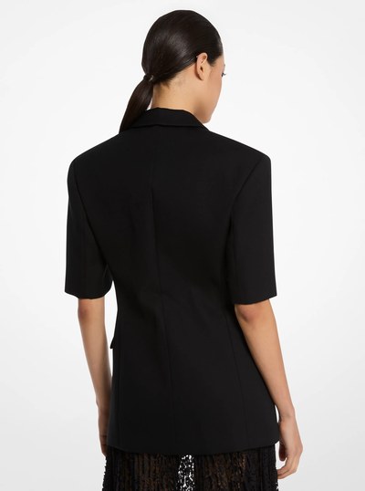 Cotton Blend Short-Sleeve Jacket in BLACK | Michael Kors