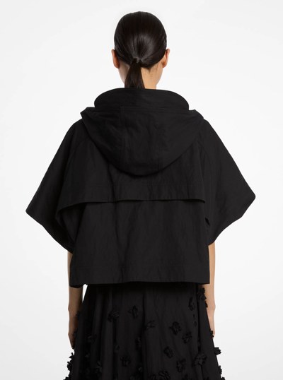 Crushed Cotton Gabardine Cropped Anorak in BLACK | Michael Kors