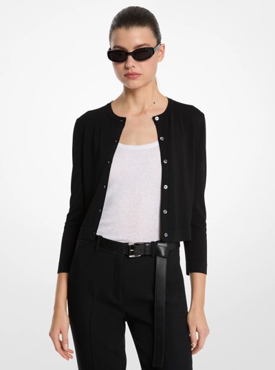 Stretch Viscose Baby Cardigan in BLACK | Michael Kors