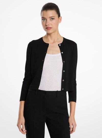 Stretch Viscose Baby Cardigan in BLACK | Michael Kors
