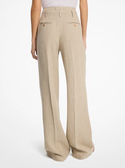 Linen Serge Pleated Trousers in HEMP MEL | Michael Kors