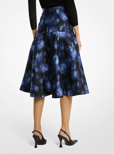 Floral Chin&eacute; Silk and Wool Shantung Drop Waist Dance Skirt