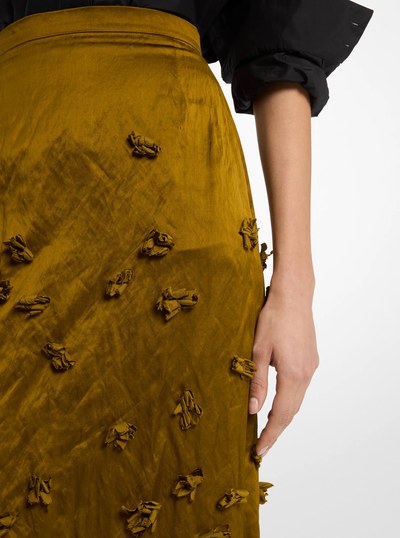 Hand-Embroidered Floral Crushed Duchesse Pencil Skirt in CACTUS | Michael Kors