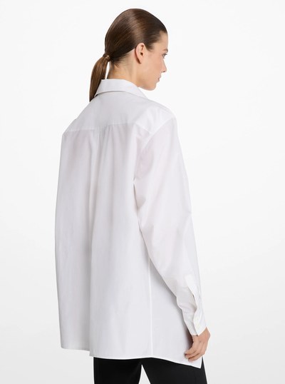 Silk and Cotton Taffeta Portrait Collar Shirt in OPTIC WHITE | Michael Kors