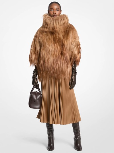 Long Haired Shearling Popover in CARAMEL | Michael Kors