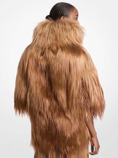 Long Haired Shearling Popover in CARAMEL | Michael Kors
