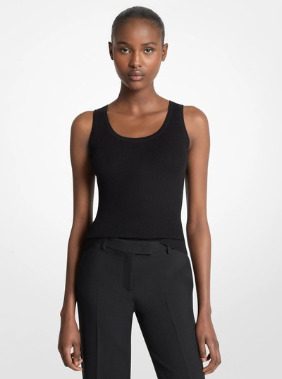 Bette Cashmere Scoopneck Tank Top in BLACK | Michael Kors
