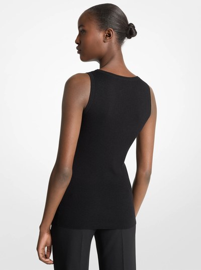 Bette Cashmere Scoopneck Tank Top in BLACK | Michael Kors