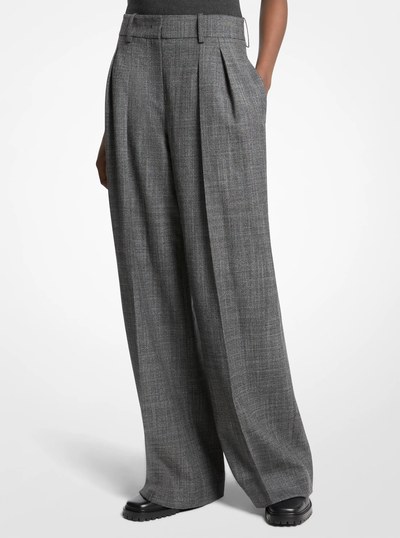 Wool and Silk Jasp&eacute; Slouch Trousers in GRAPHITE MUL | Michael Kors