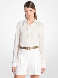 Camisa de georgette de seda Hansen con lentejuelas bordadas a mano