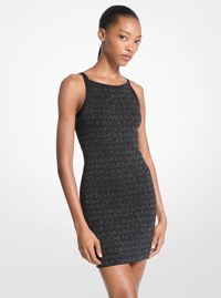 Robe camisole en jacquard m&eacute;tallis&eacute; &agrave; logo